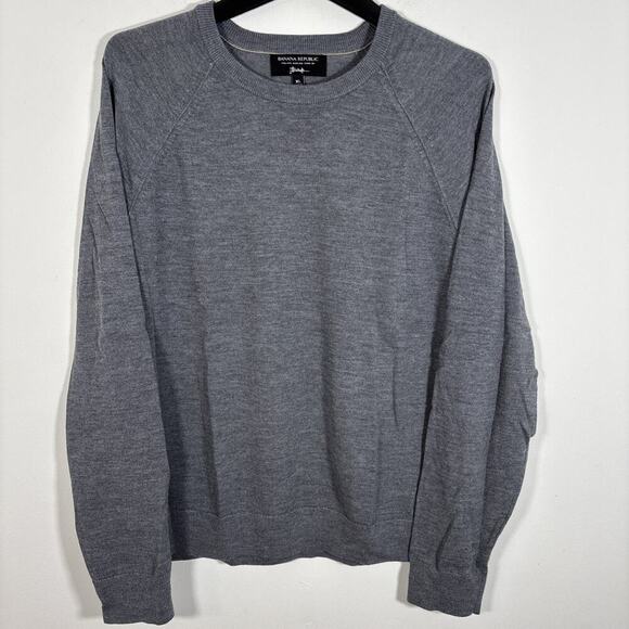 Banana Republic Baruffa Sweater 100% Italian Merino Wool Mens XL Gray Crew Neck - Picture 3 of 8